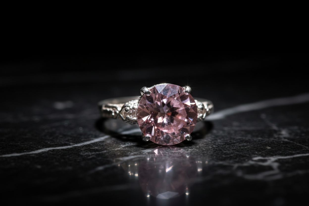 Close-up piedra zirconia rosada brillante