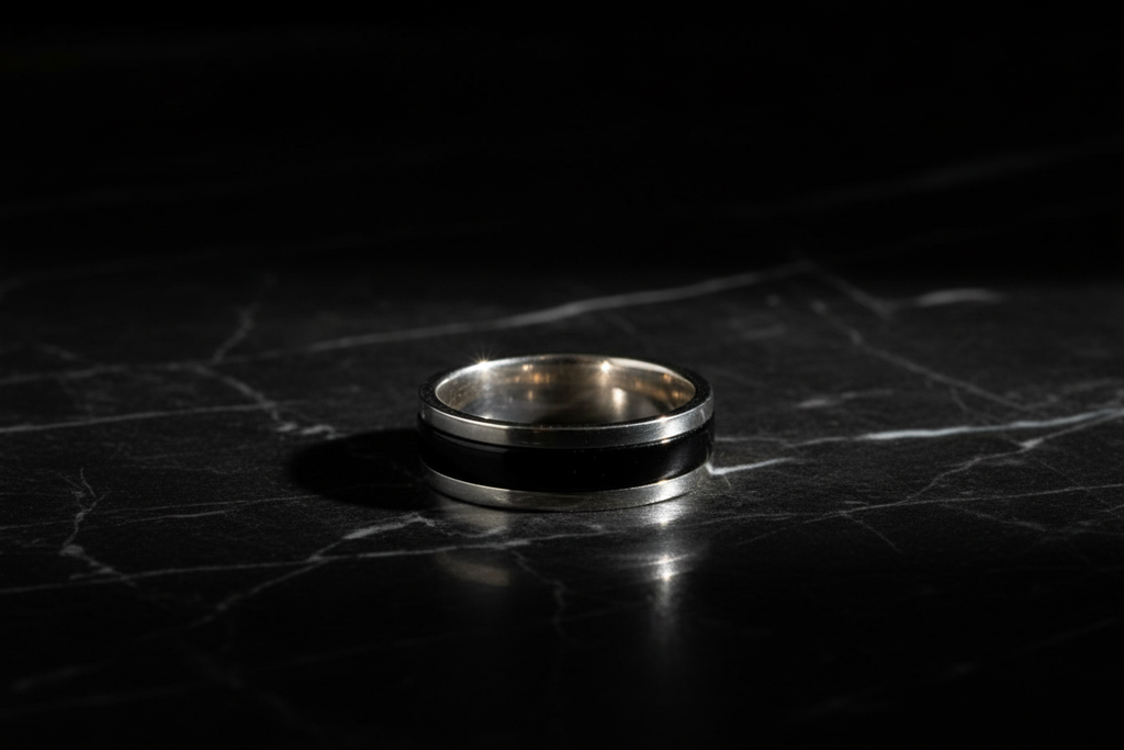 Eclipse ring on black marble